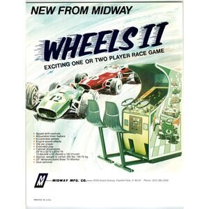 Wheels II Arcade Video Game Flyer Original 1975 Retro Vintage Promo Artwork